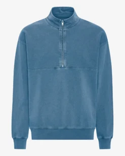 Organic Quarter Zip - Faded Indigo