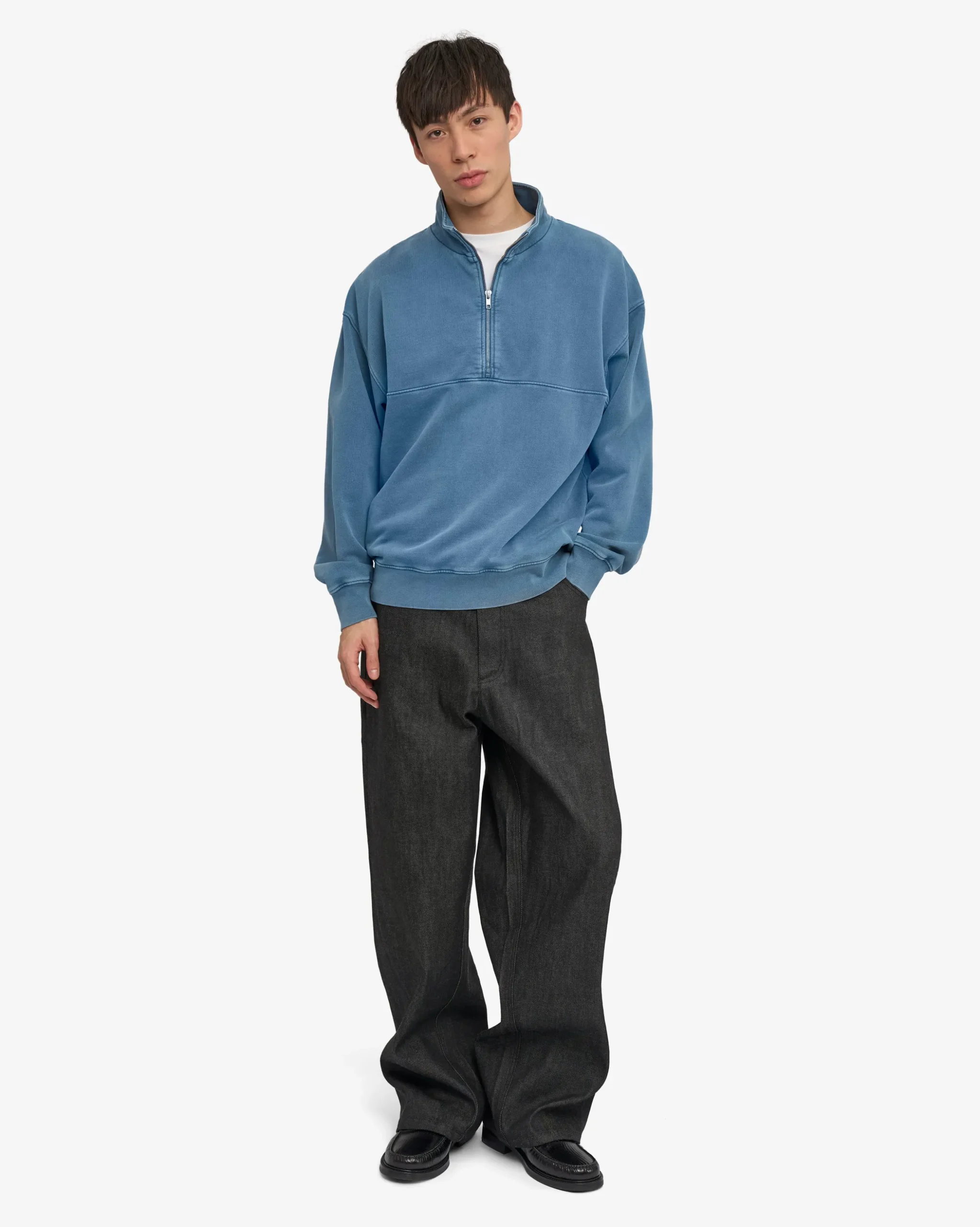 Organic Quarter Zip - Faded Indigo