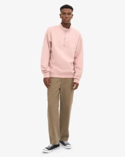 Organic Quarter Zip - Faded Pink