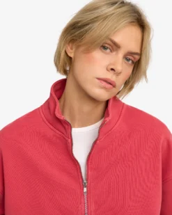 Organic Quarter Zip - Faded Red