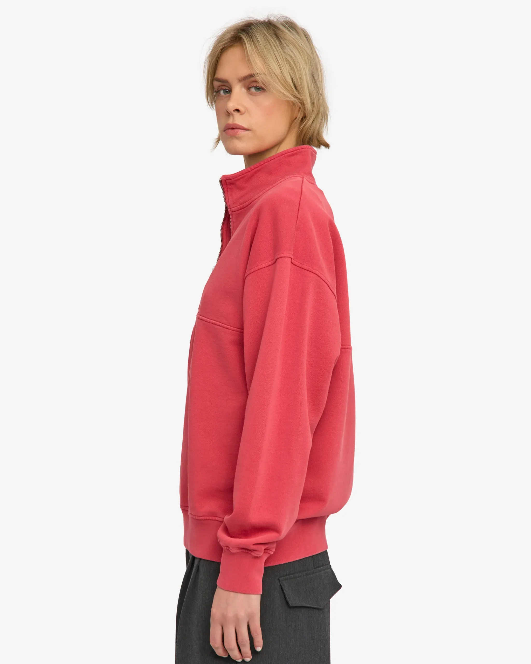 Organic Quarter Zip - Faded Red