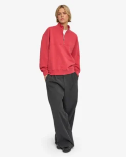 Organic Quarter Zip - Faded Red