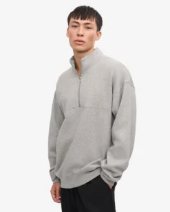 Organic Quarter Zip - Heather Grey