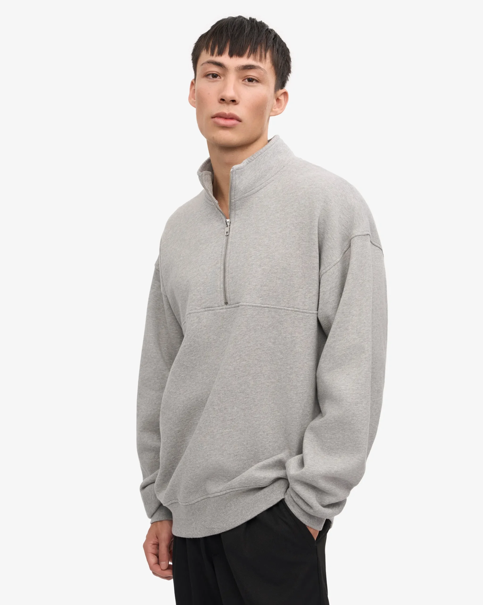 Organic Quarter Zip - Heather Grey