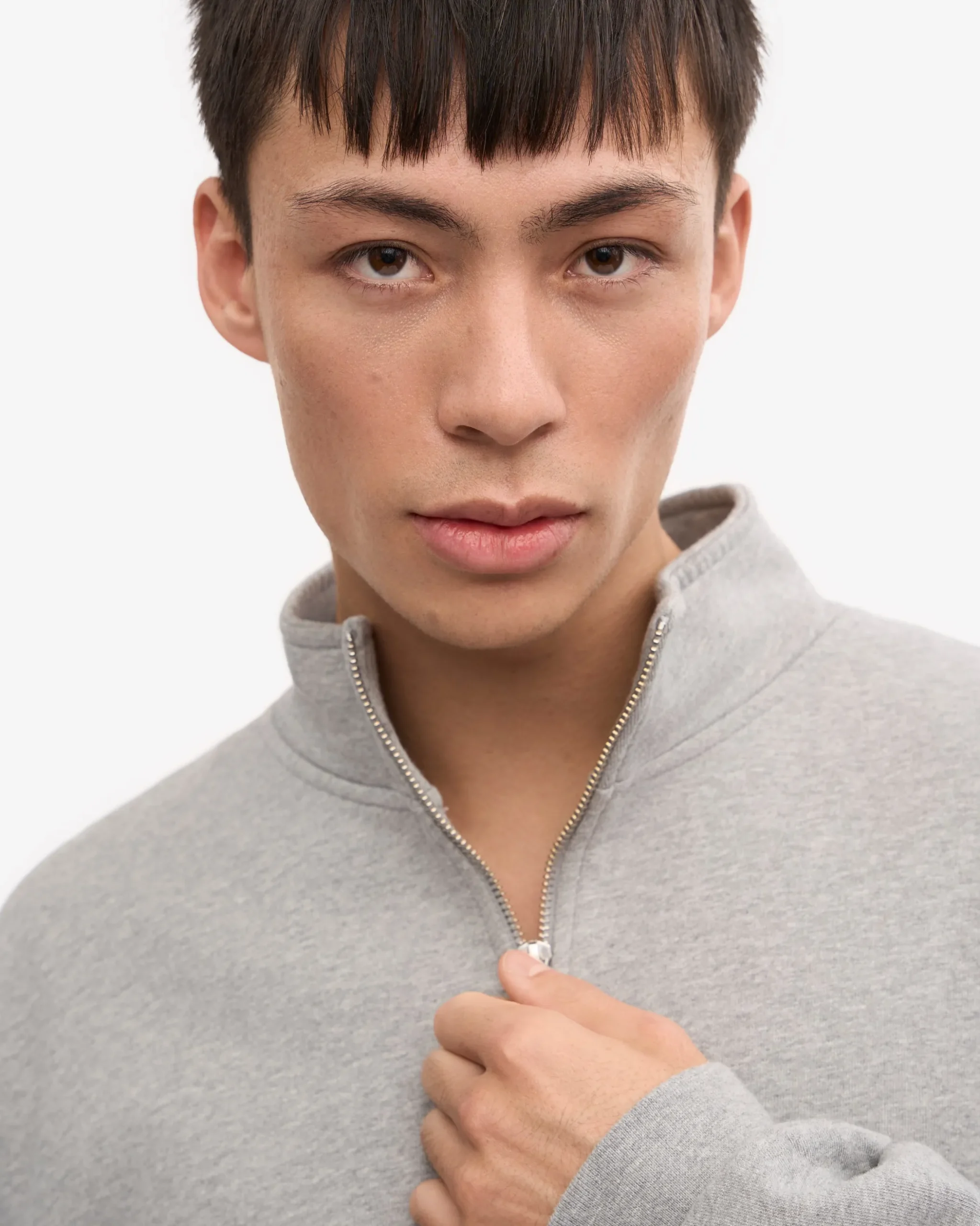 Organic Quarter Zip - Heather Grey