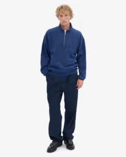 Organic Quarter Zip - Marine Blue