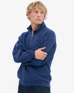 Organic Quarter Zip - Marine Blue