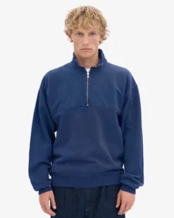 Organic Quarter Zip - Marine Blue