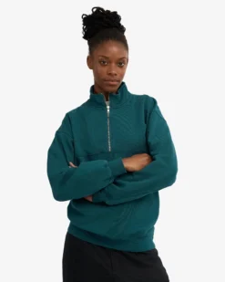 Organic Quarter Zip - Ocean Green