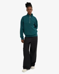 Organic Quarter Zip - Ocean Green
