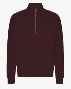 Organic Quarter Zip - Oxblood Red