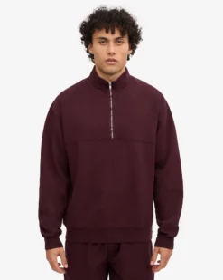 Organic Quarter Zip - Oxblood Red