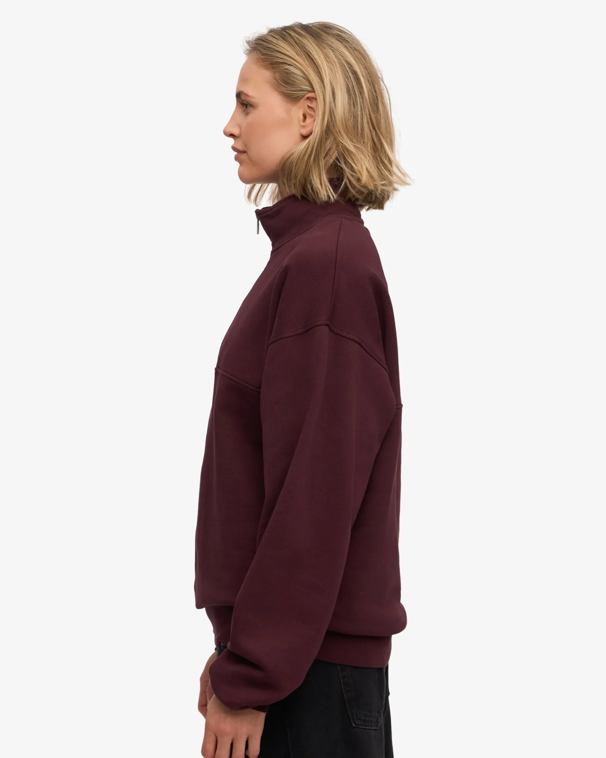Organic Quarter Zip - Oxblood Red