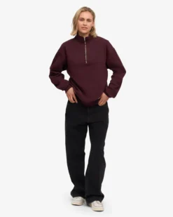 Organic Quarter Zip - Oxblood Red
