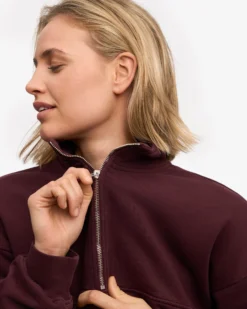 Organic Quarter Zip - Oxblood Red