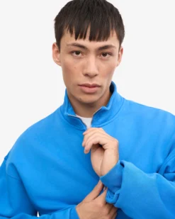 Organic Quarter Zip - Pacific Blue