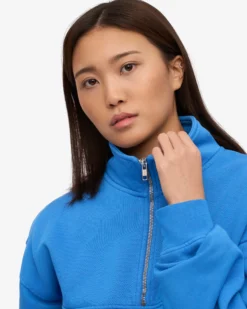 Organic Quarter Zip - Pacific Blue