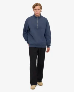 Organic Quarter Zip - Petrol Blue
