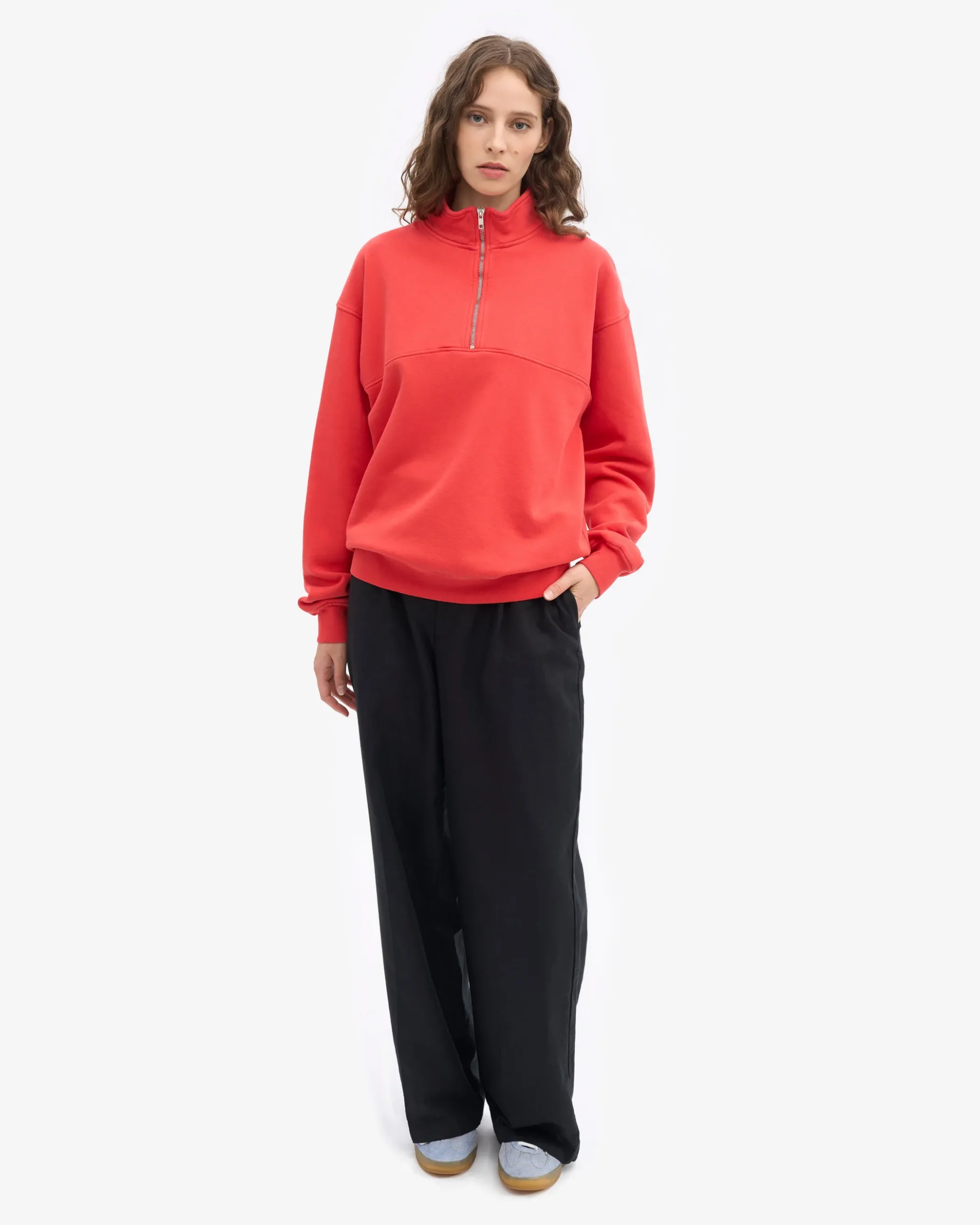 Organic Quarter Zip - Red Tangerine