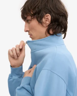 Organic Quarter Zip - Seaside Blue