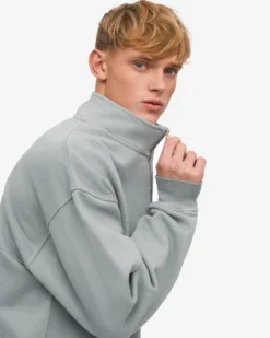 Organic Quarter Zip - Steel Blue