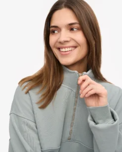 Organic Quarter Zip - Steel Blue