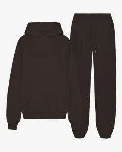 Organic Relaxed Hood Sweatsuit - Coffee Brown