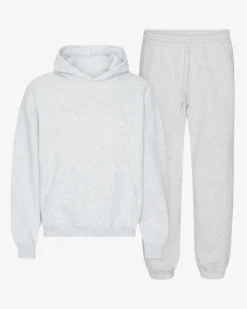 Organic Relaxed Hood Sweatsuit - Snow Melange