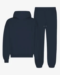 Organic Relaxed Hood Sweatsuit - Navy Blue