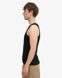 Organic Rib Tank Top - Deep Black