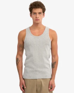 Organic Rib Tank Top - Heather Grey