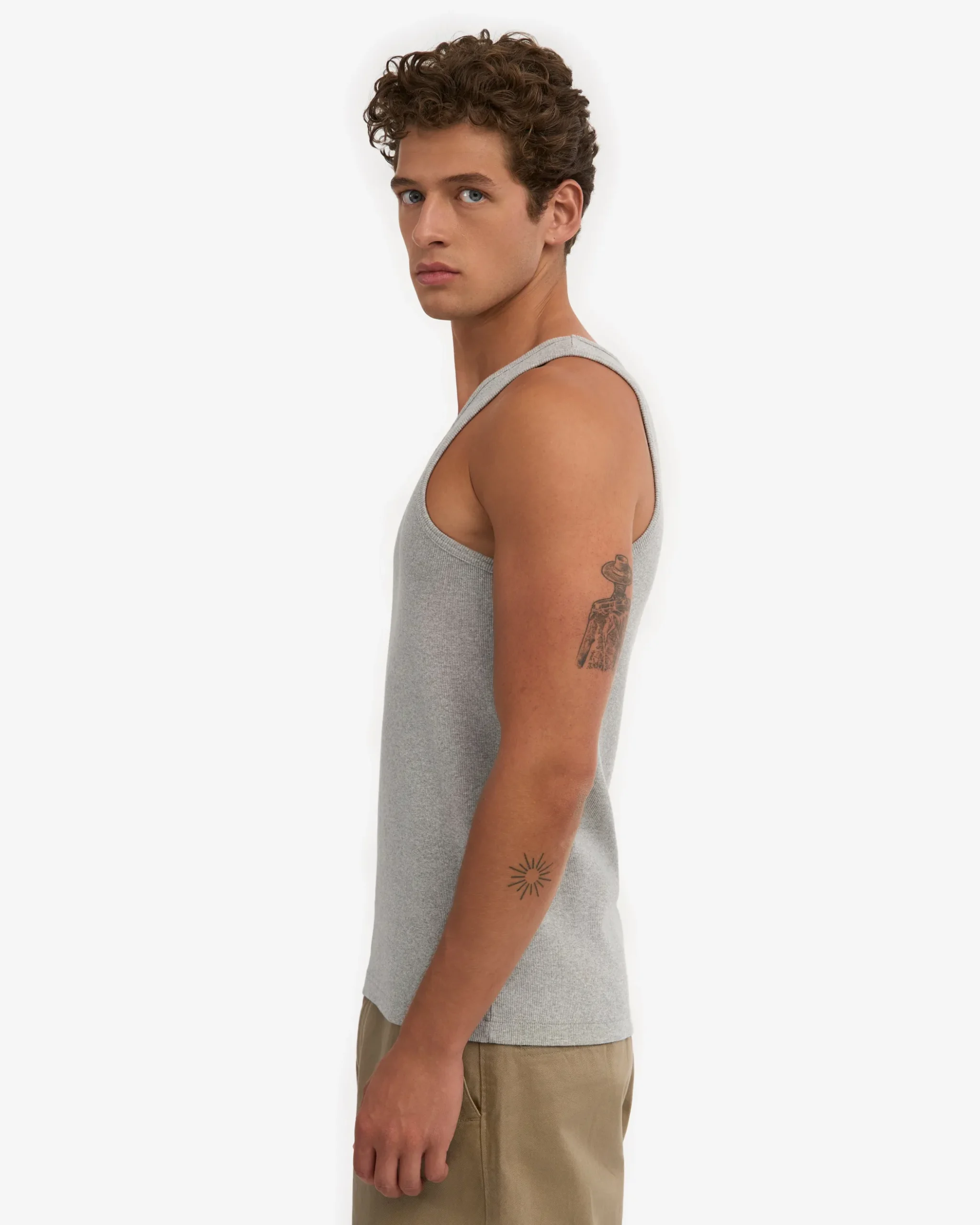 Organic Rib Tank Top - Heather Grey