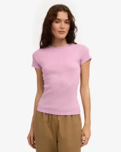 Organic Rib T-Shirt - Cherry Blossom