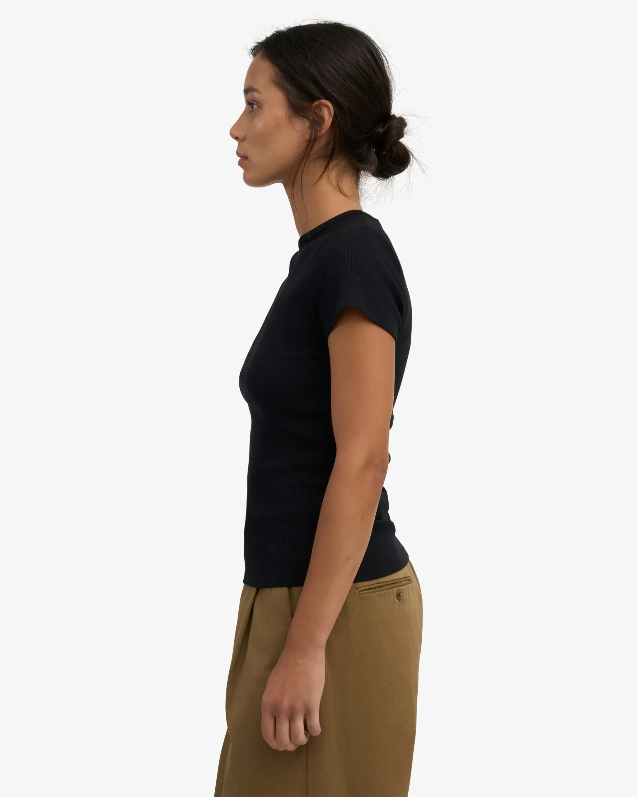 Organic Rib T-Shirt - Deep Black