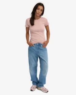 Organic Rib T-Shirt - Faded Pink