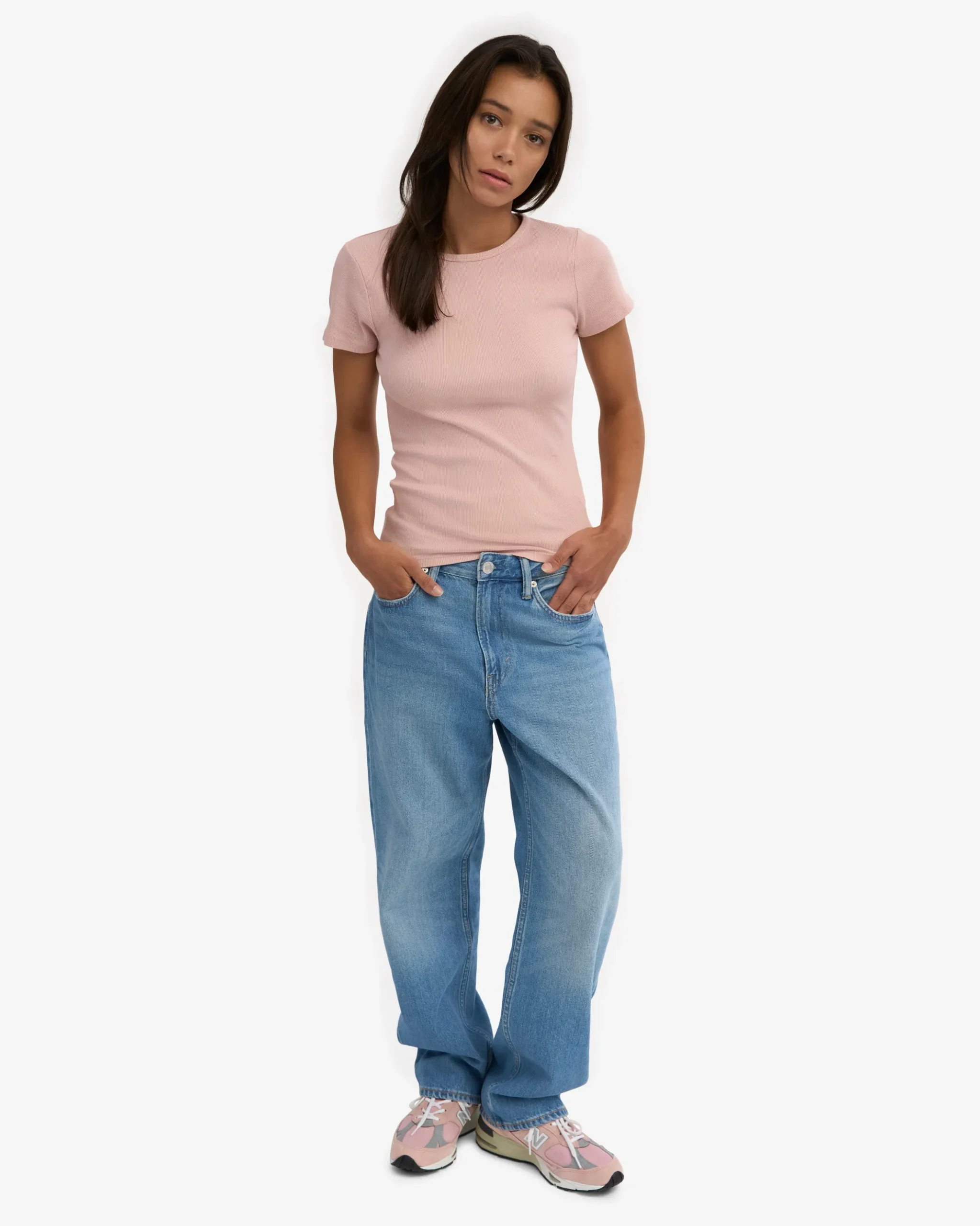 Organic Rib T-Shirt - Faded Pink
