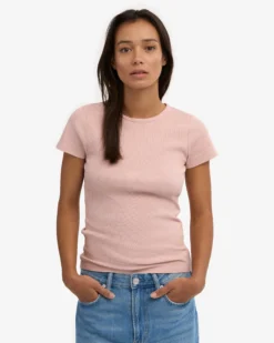 Organic Rib T-Shirt - Faded Pink