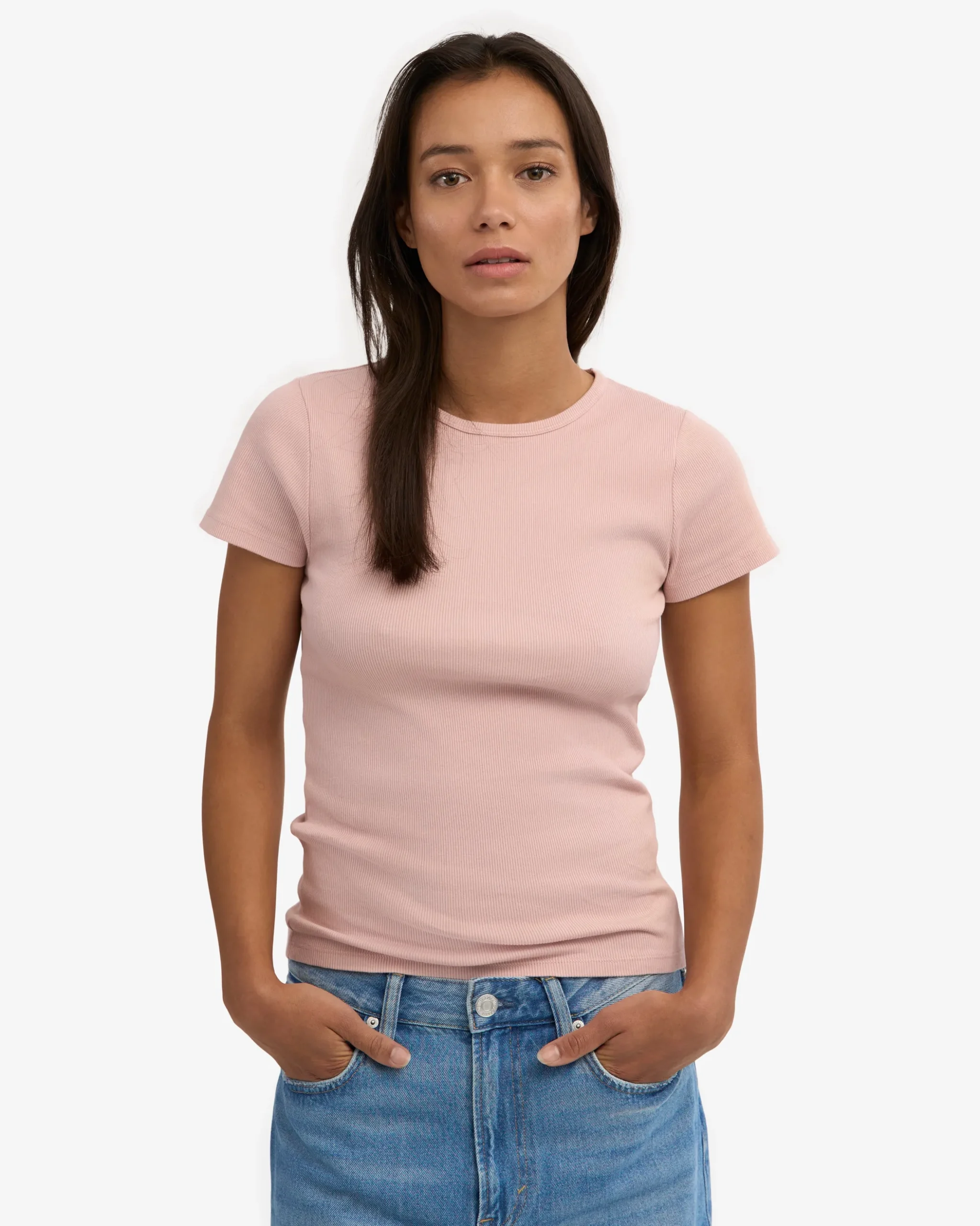 Organic Rib T-Shirt - Faded Pink