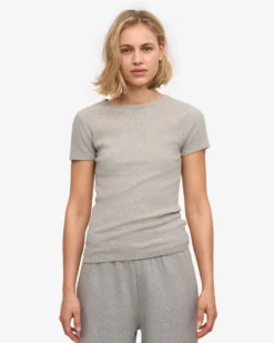 Organic Rib T-Shirt - Heather Grey