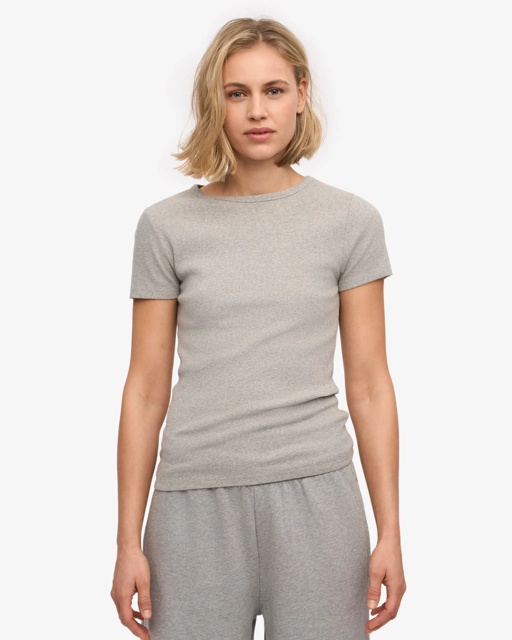 Organic Rib T-Shirt - Heather Grey