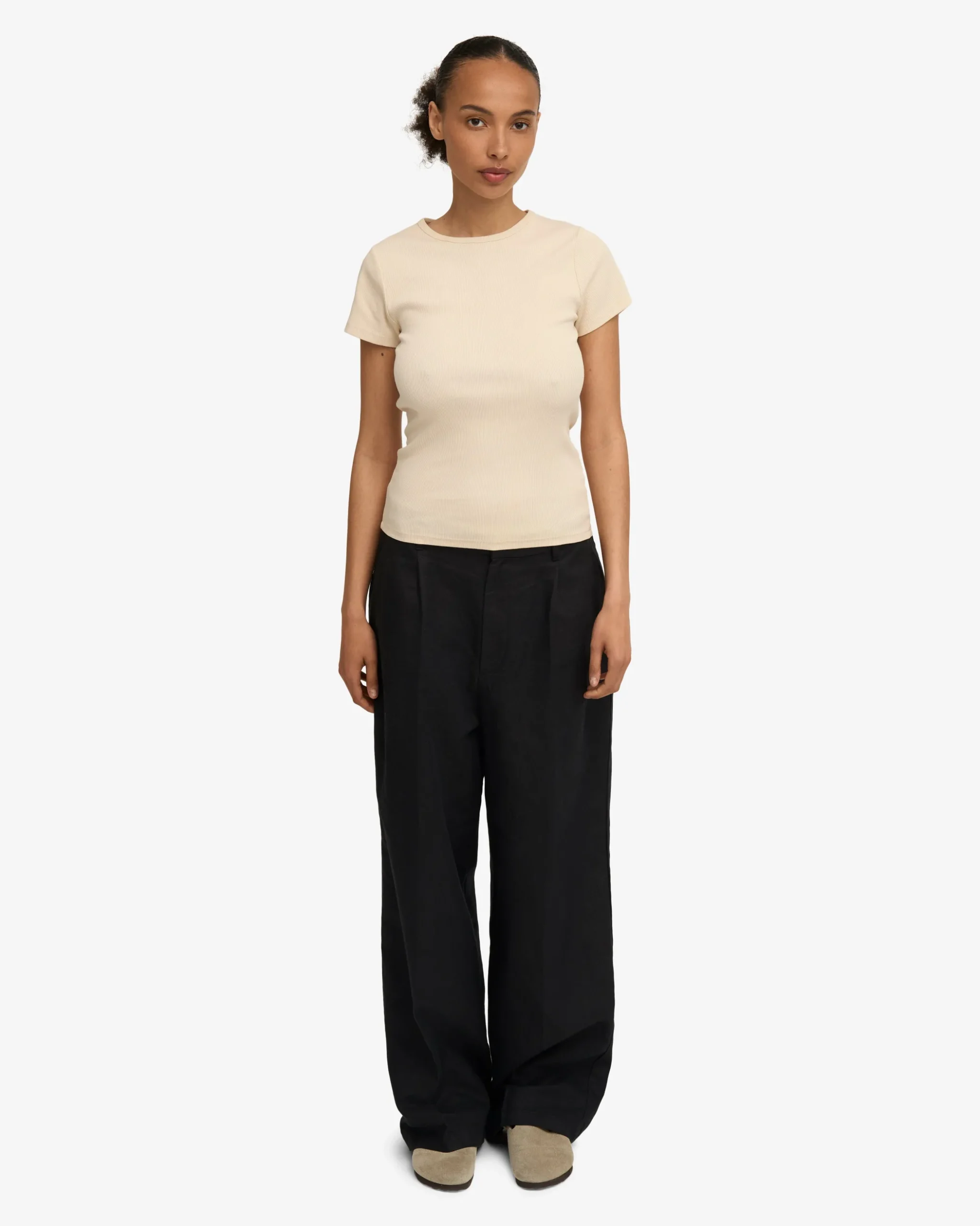 Organic Rib T-Shirt - Ivory White