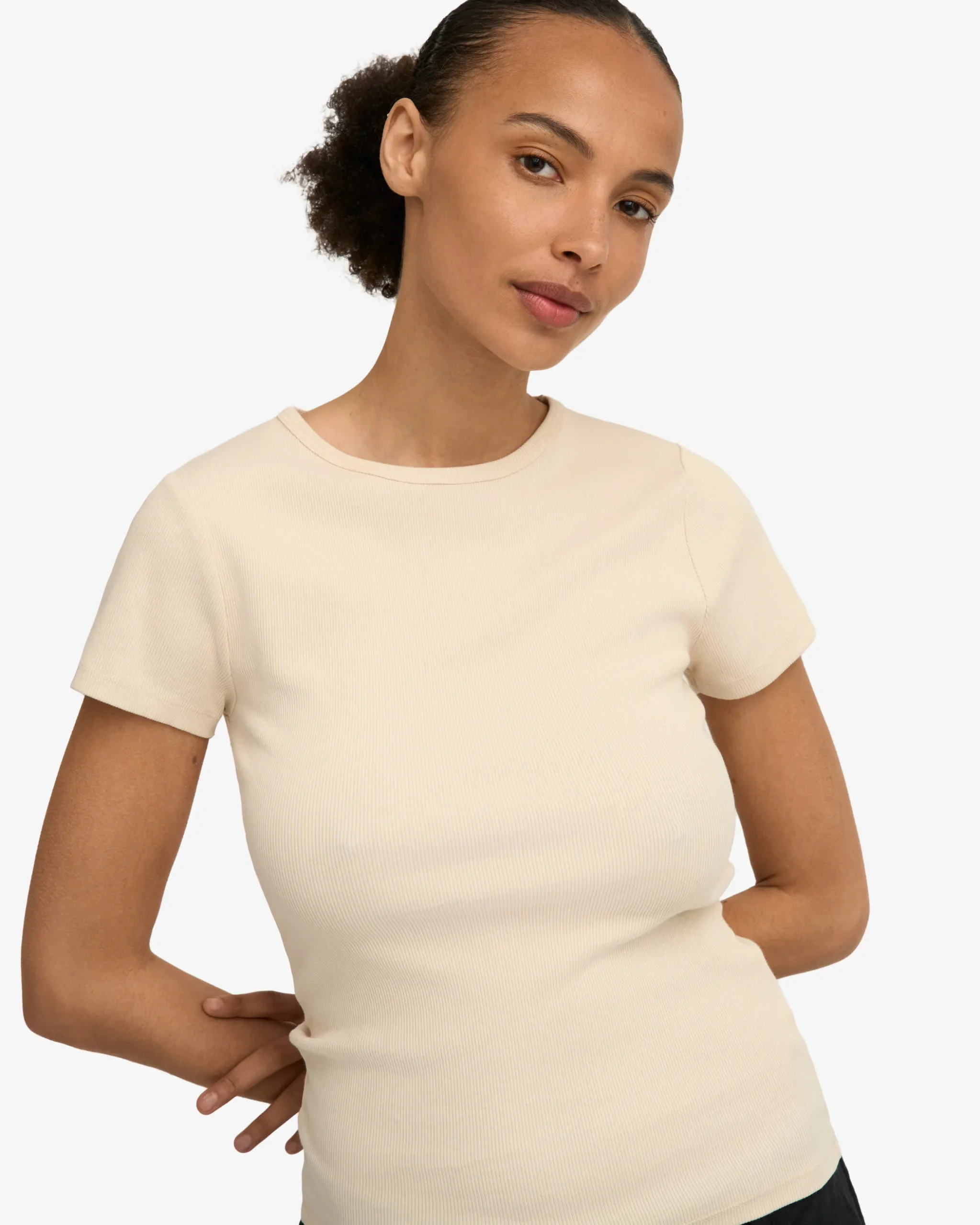 Organic Rib T-Shirt - Ivory White