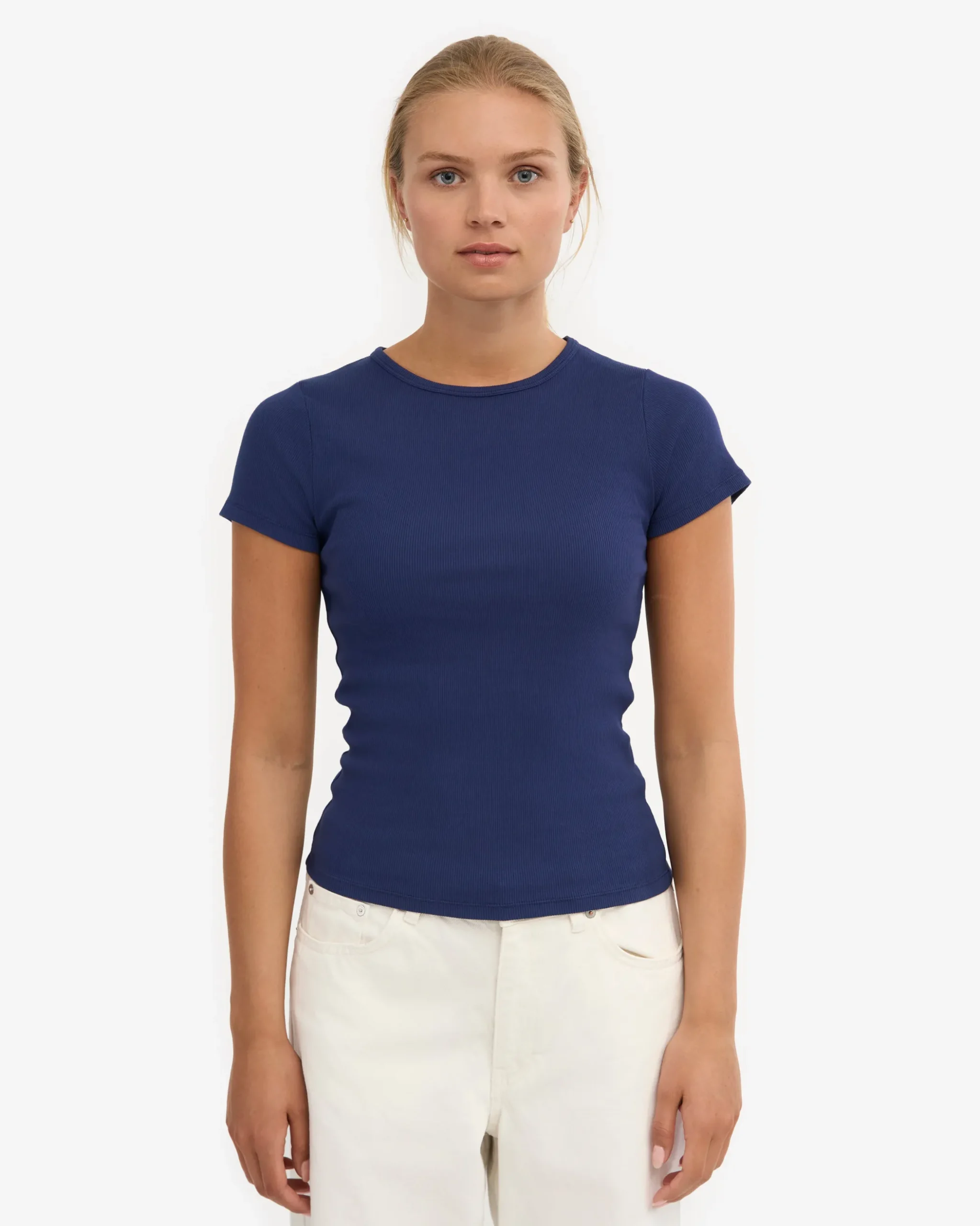 Organic Rib T-Shirt - Marine Blue