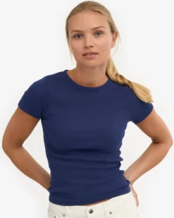 Organic Rib T-Shirt - Marine Blue