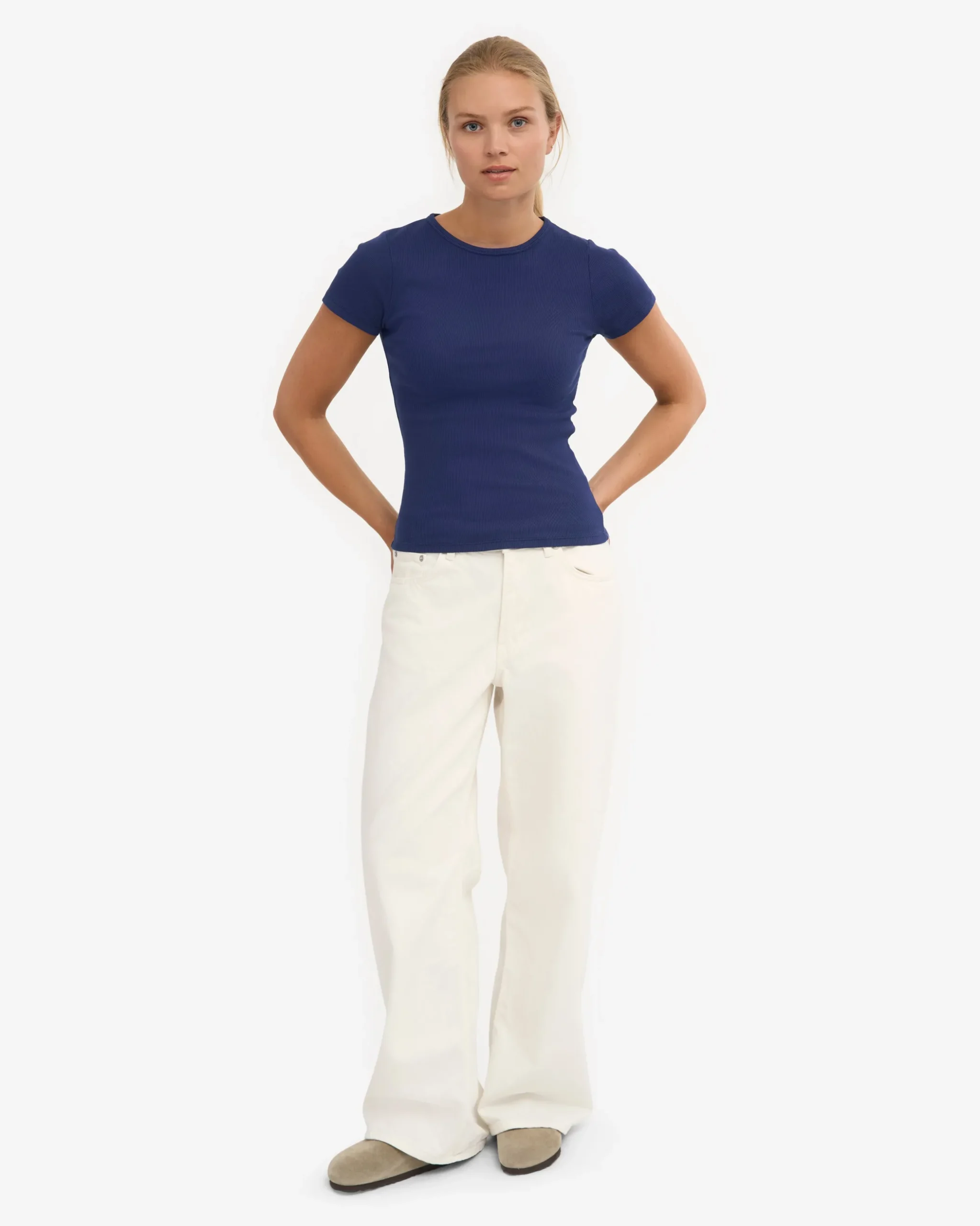 Organic Rib T-Shirt - Marine Blue