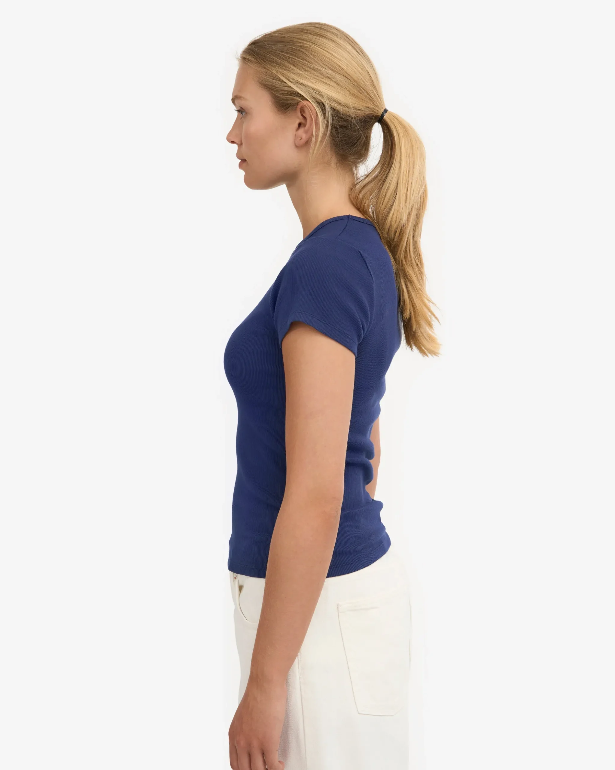 Organic Rib T-Shirt - Marine Blue