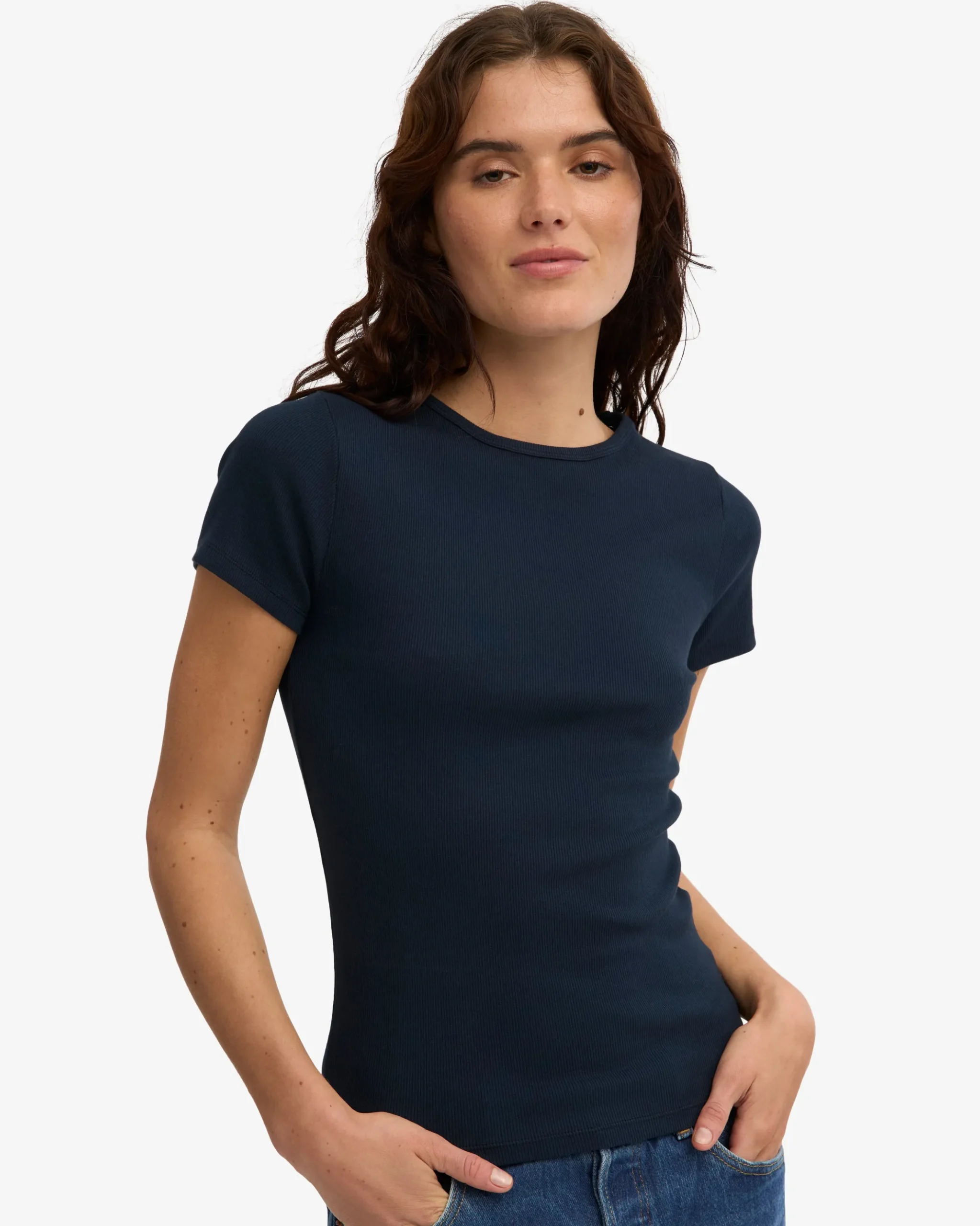 Organic Rib T-Shirt - Navy Blue