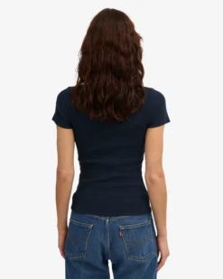 Organic Rib T-Shirt - Navy Blue