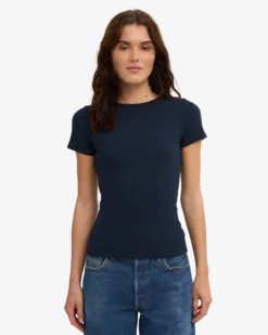 Organic Rib T-Shirt - Navy Blue