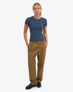 Organic Rib T-Shirt - Petrol Blue